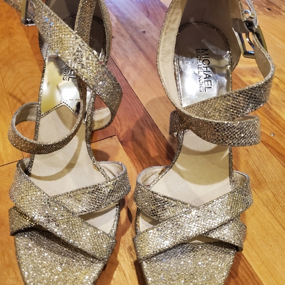Michael Kors silver glitter high heels